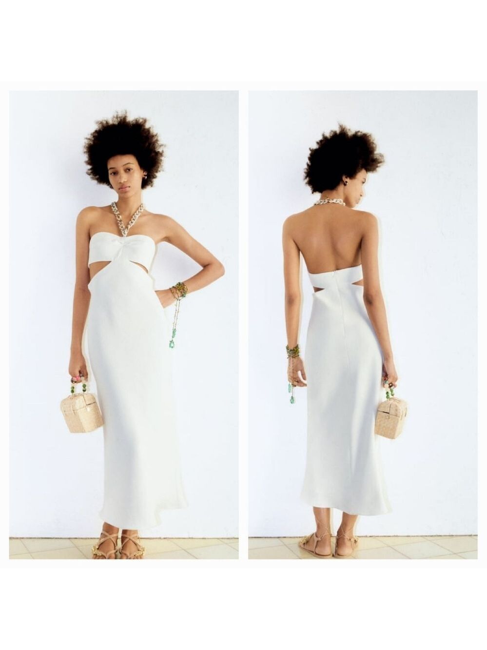 NWT Zara Cut Out Chain Detail White Dress - Picture 8 of 17